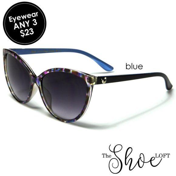 Oversized Multi Blue Cat Eye Sunglasses